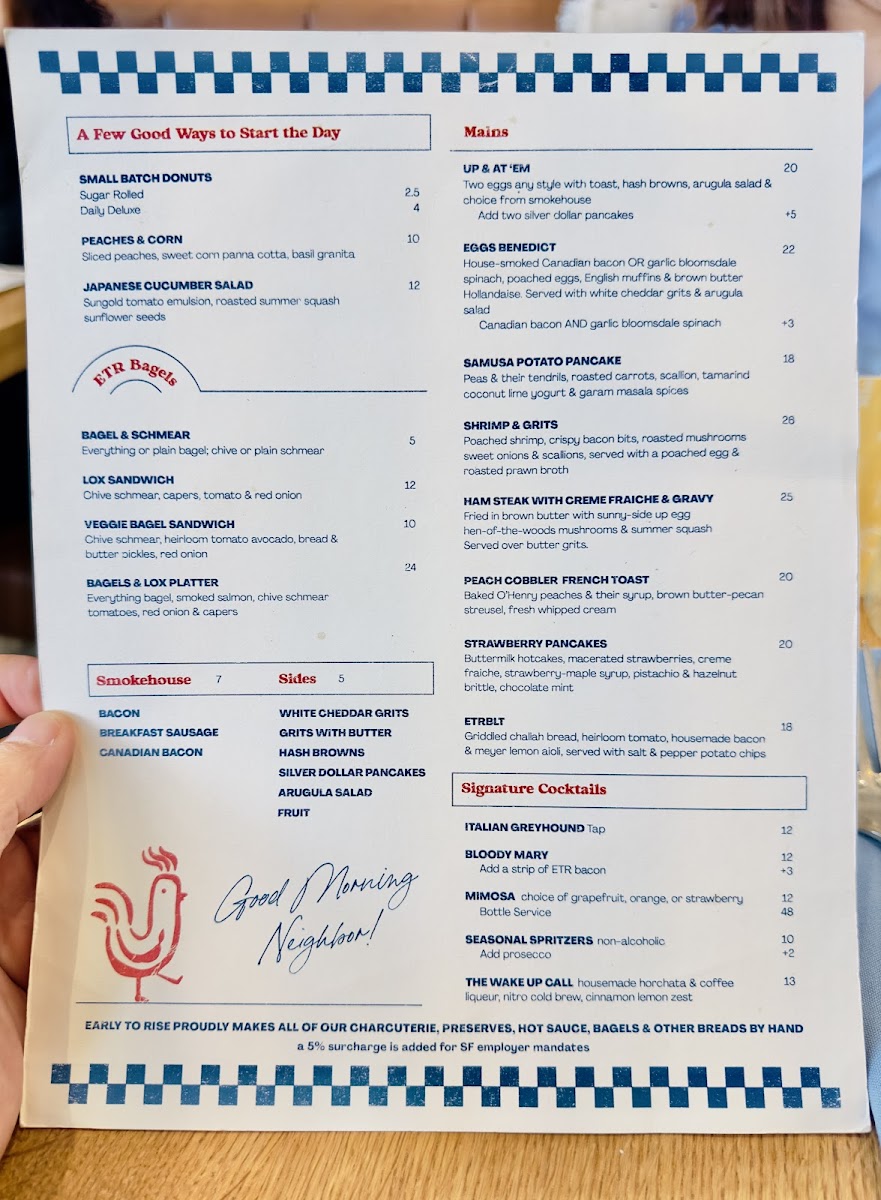 Menu Early To Rise, Scratch Made Brunch-1