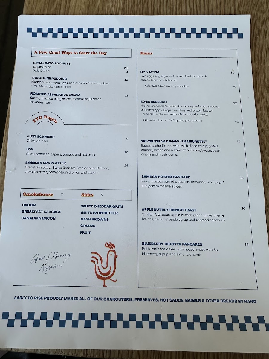 Menu Early To Rise, Scratch Made Brunch-7