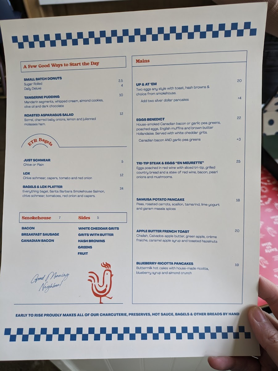 Menu Early To Rise, Scratch Made Brunch-8